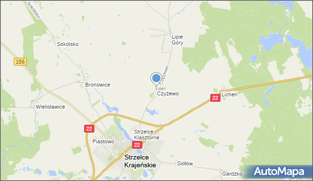 mapa Czyżewo, Czyżewo gmina Strzelce Krajeńskie na mapie Targeo